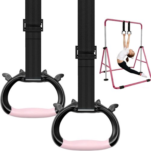Gymnastics Rings for Kids - Professional Adjustable Straps | 550 lbs Capacity & Non-Slip Grip Design