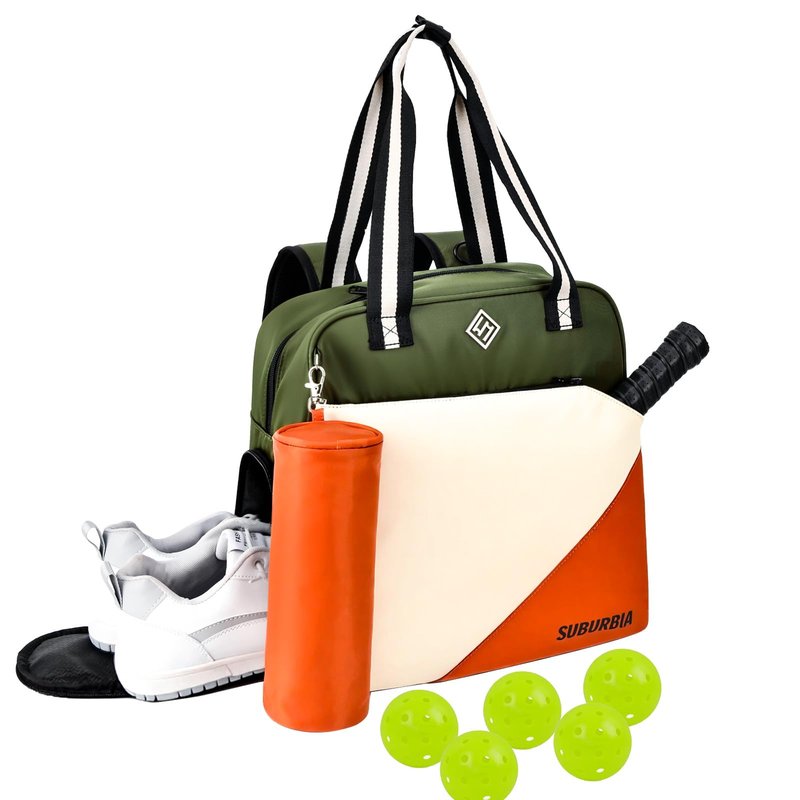 Pickleball Bag for Women Men Large Tennis Backpack for Pickleball, Tennis, Racketball, and Travel Sling Bag with Shoe Compartment and Fence Hook External Ball B-ag and Adjustable Shoulder Strap