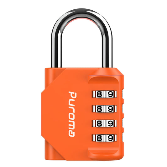 Puroma 1 Pack Combination Lock for Locker 4 Digit Outdoor Waterproof Padlock for School, Gym, Sports, Fence, Toolbox, Gate, Case, Outdoor, Hasp Storage, Cabinets (Orange)
