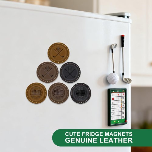 iSamzan Magnetic Golf Ball Markers: Real Leather Magnetic Golf Ball Marker with a Hat Clip - Funny Golf Ball Marker Hat Clip for Women & Men - Ideal for the Golf Putting Green (4Pcs)