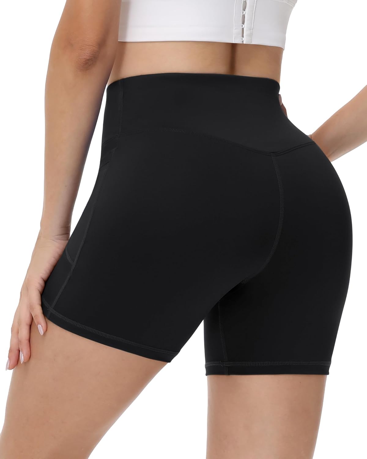 Runhit Biker Shorts for Women - High Waisted Yoga Spandex with Pockets | Tummy Control, 8''/5''/3'' Sizes
