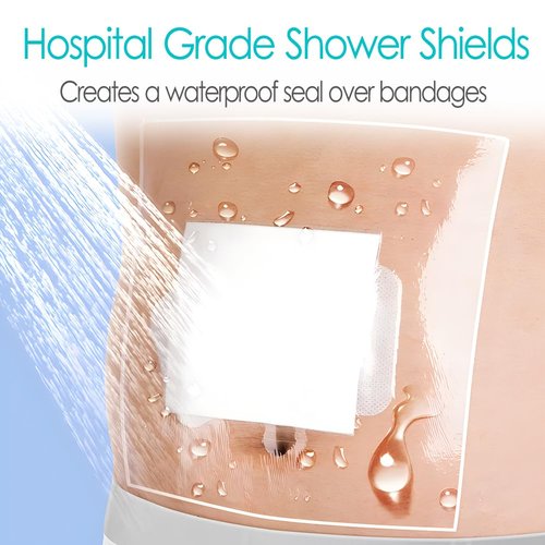 10"x12" Waterproof Shower Cover Incision Bandages for Large Wound with No Glue On The Center Adhesive Transparent Shower Protector Post Surgical Water Barrier Guard Pack of 7