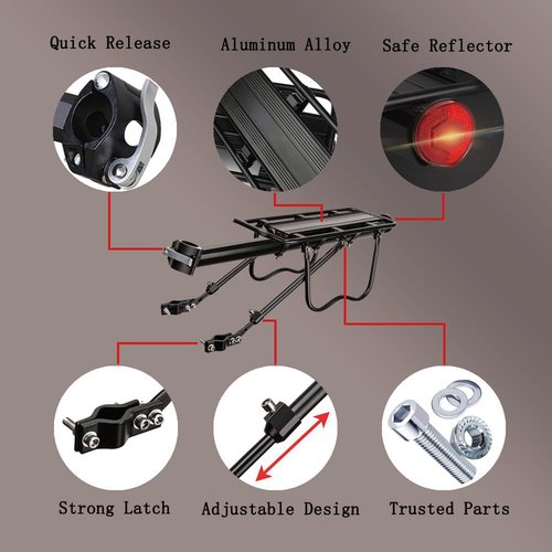 Vikooyes Bicycle Bike Cargo Rack Rear Bike Rack for Back of Bike Mountain Bicycle Cargo Rack Bike Pannier Luggage Carrier Rack