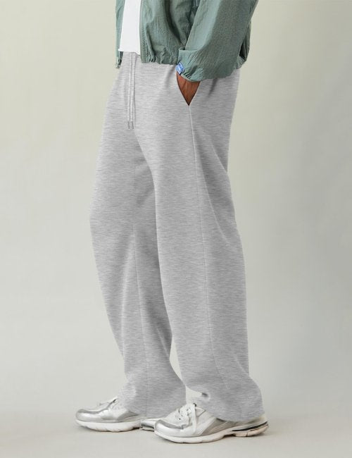 HeSaYep Men's Baggy Sweatpants Barrel Open Bottom Workout Fleece Sweat Pants Loose Casual Active Joggers Pants with Pockets Grey L