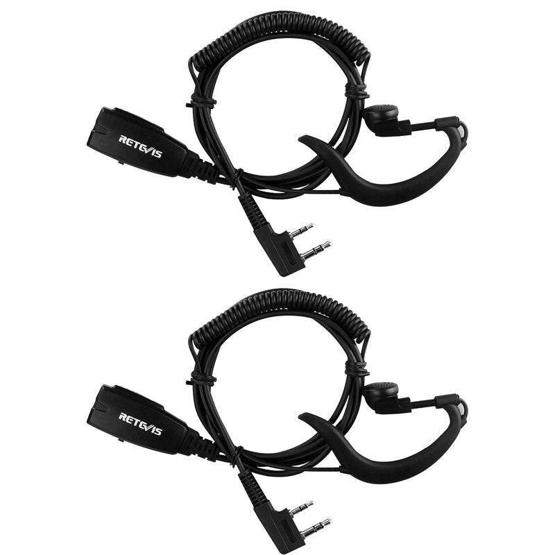 Retevis Hands Free Two Way Radio Headset with Mic, VOX, Coil, G-Type Earhook, for RT22 RT68 RT21 H-777, Compatible with Pxton, Baofeng BF-888S, Kenwood Walkie Talkie, Walkie Talkie Earpiece(2 Pack)