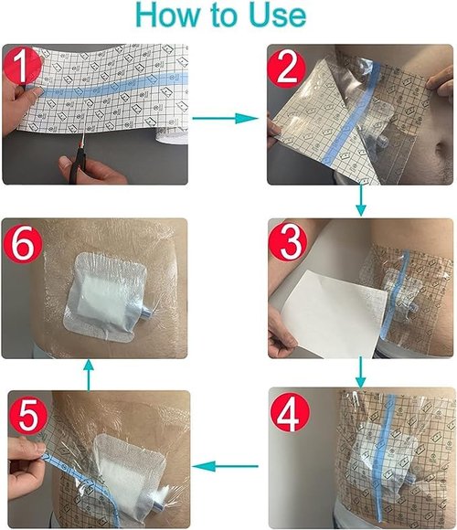 10"x12" Waterproof Shower Cover Incision Bandages for Large Wound with No Glue On The Center Adhesive Transparent Shower Protector Post Surgical Water Barrier Guard Pack of 7
