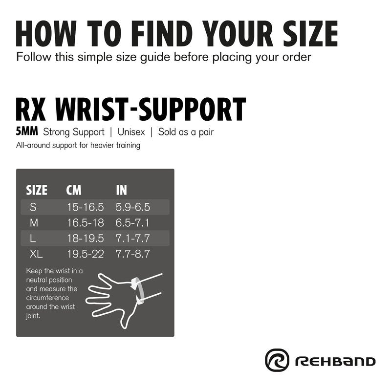 Rehband Neoprene Wrist Sleeves, 1 Pair, Wrist Support 5mm Neoprene stabilizes Wrist During Workout, Improves Control & Stability, Colour:Black, Size:Small