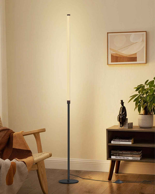 Minimalist Corner Floor Lamp - 3000K-6000K LED Linear Standing Lamp - Dimmable Modern Floor Lamp with Remote & Foot Switch for Living Room, Bedroom -12W (Black)