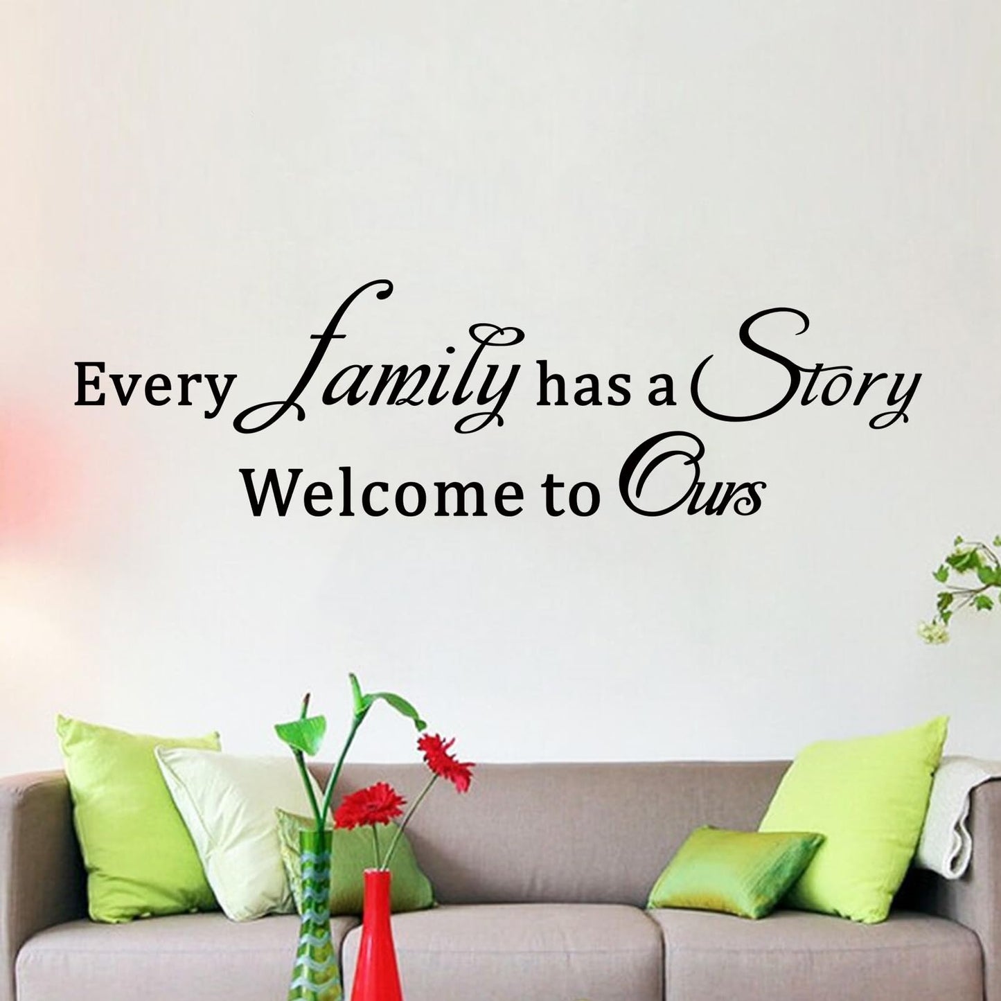Inspirational Family Wall Stickers for Bedroom: Home Quotes Motivational Vinyl Art Wall Decals for Living Room Kitchen Apartment Bathroom - Every Family Has a Story 25" X 7"