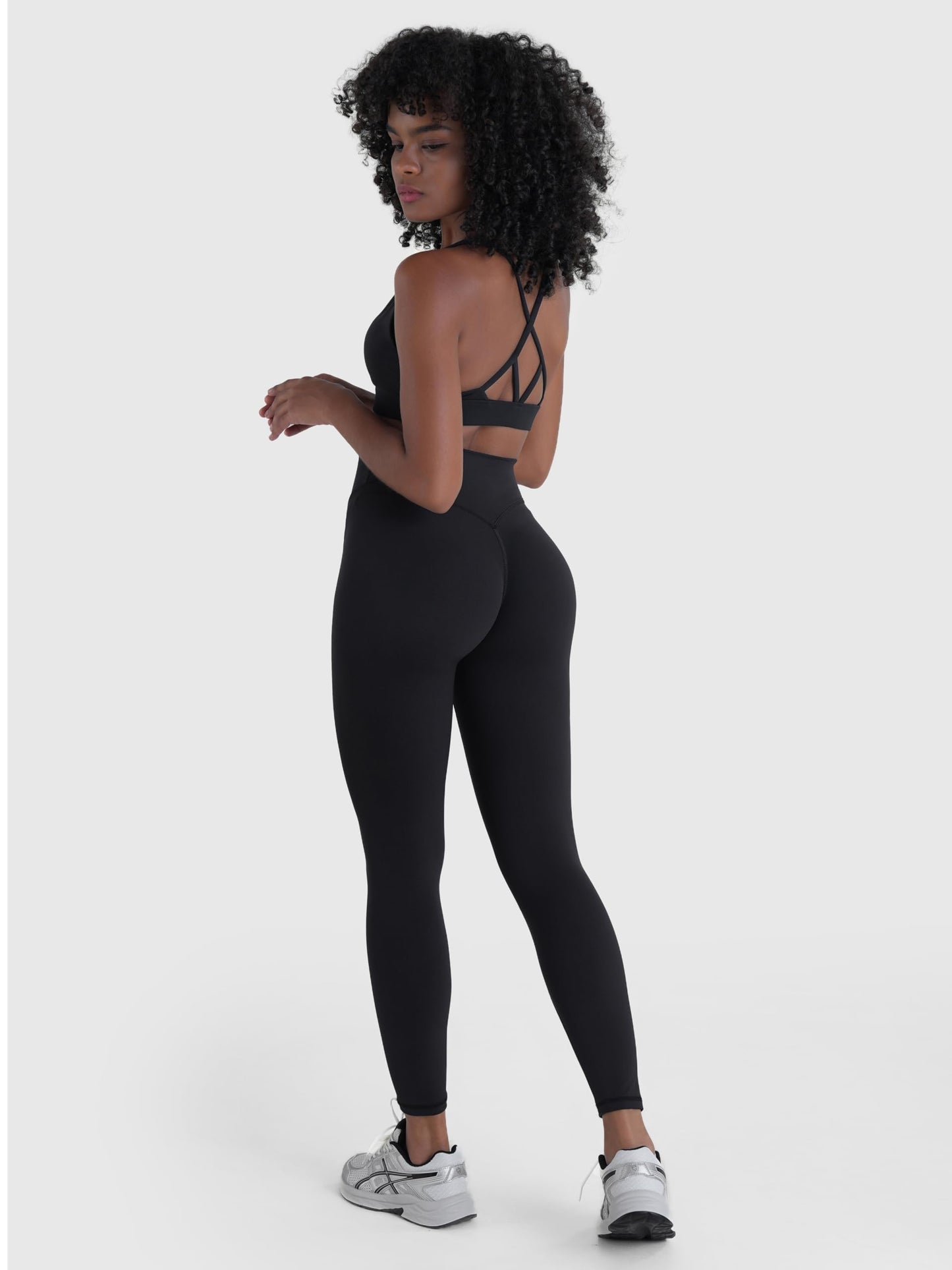 Sunzel Sustainable Butt Lifting Leggings for Women, No Front Seam High Waist Tummy Control Booty Sculpting Workout Yoga Pants 25'' Black Medium