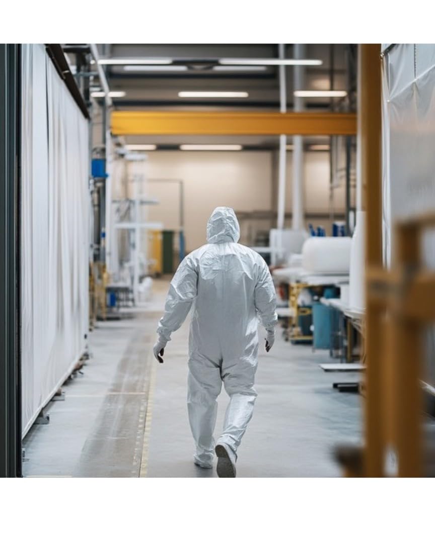 Andes Safety Hazmat Suits, Heavy Duty Full Body Disposable Paint Suits, Coveralls with Hood, Elastic Wrists and Ankles, Available in 10 Sizes, Extra Small