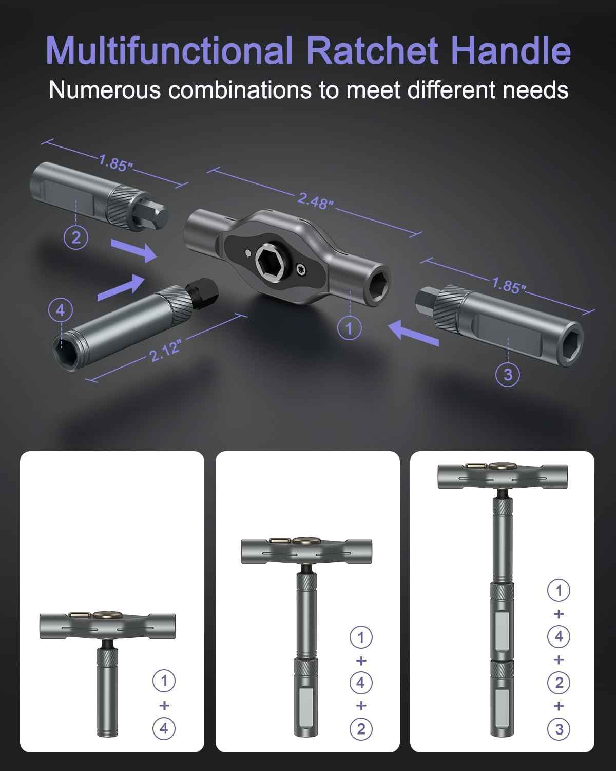 24 in 1 Magnetic Screwdriver Set, DIY Ratchet Screwdriver Set, Magnetic Screwdriver Kit, Detachable Assembly T Handle for Furniture Assembly, Precision Electrical Appliance Repair, Bicycle Tools