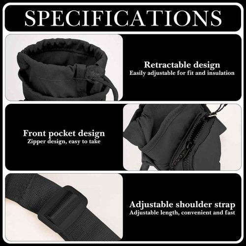 Linkidea Water Bottle Carrier with Strap Compatible with Owala FreeSip 24oz/32oz, Iron Flask Wide Mouth 32oz, Waterbottle Sling Bag Holder, Shoulder Strap with Phone Pocket (Black)