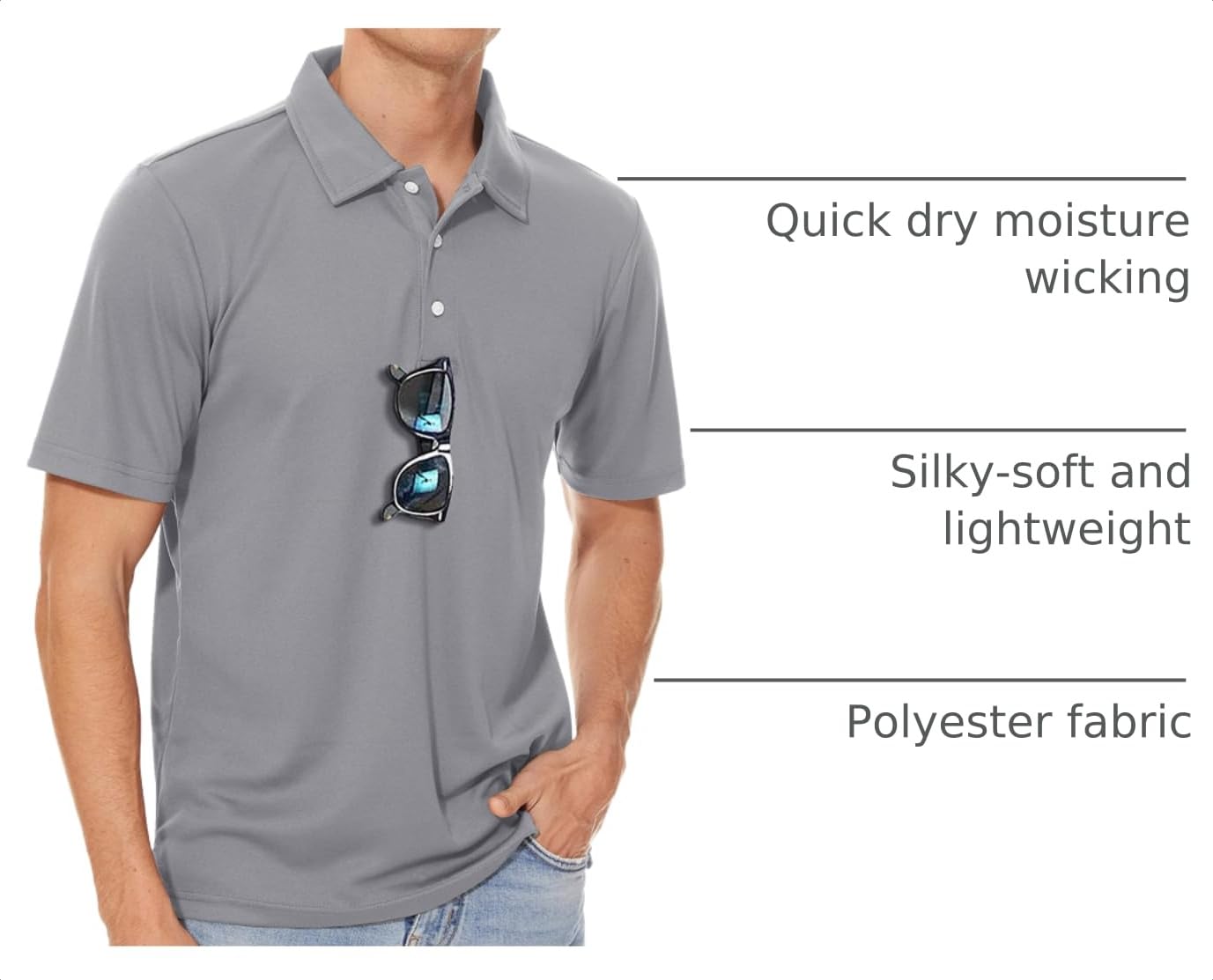 MAGCOMSEN Polo Shirts for Men Short Sleeve Performance Golf Polos Moisture Wicking Casual Collared Shirts Summer Top