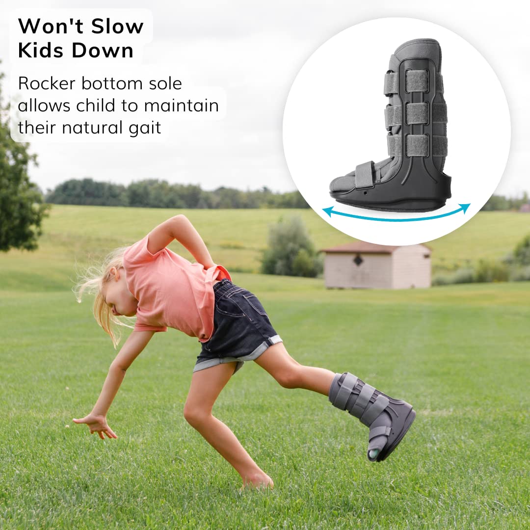 BraceAbility Pediatric Walking Boot - Children's Medical Walker Orthopedic CAM Support Shoe for Youth Ankle Break Injury, Kid's Stress Metatarsal Bone Fracture, Broken Foot or Toe Recovery Cast (M)