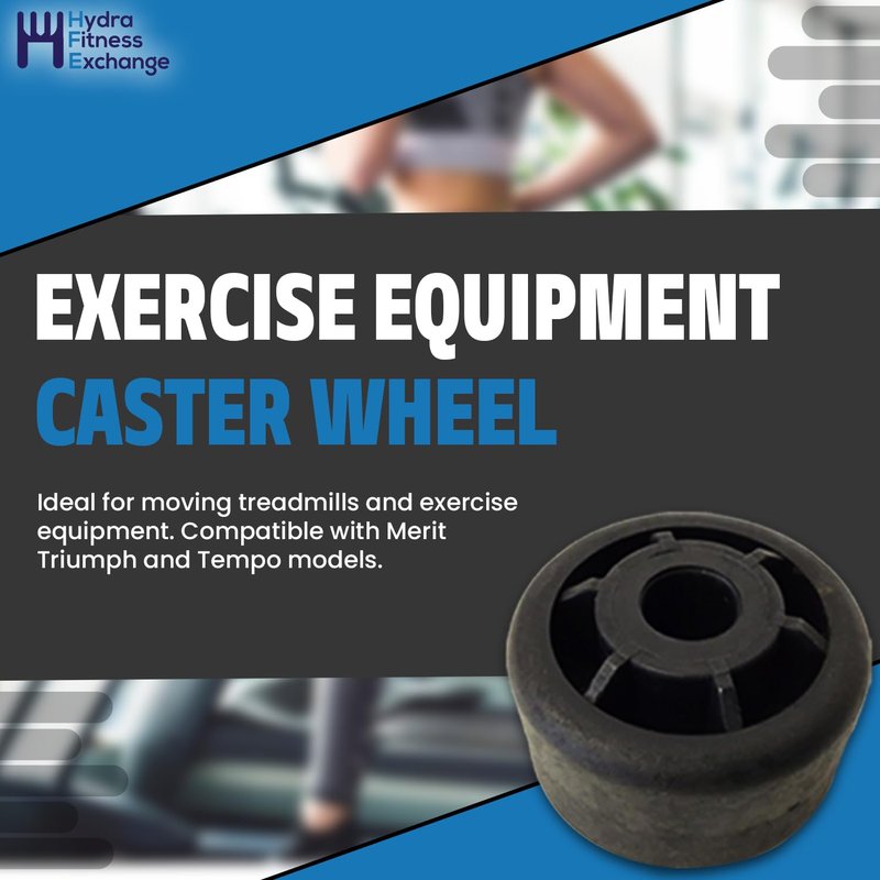 Hydra Fitness Exchange Treadmill Transport Wheel Black | Heavy Duty Caster Wheel for Moving Exercise Equipment | Works with Merit Triumph and Tempo 400T 710T 715T 30750 Treadmills | MPN 000006-AC