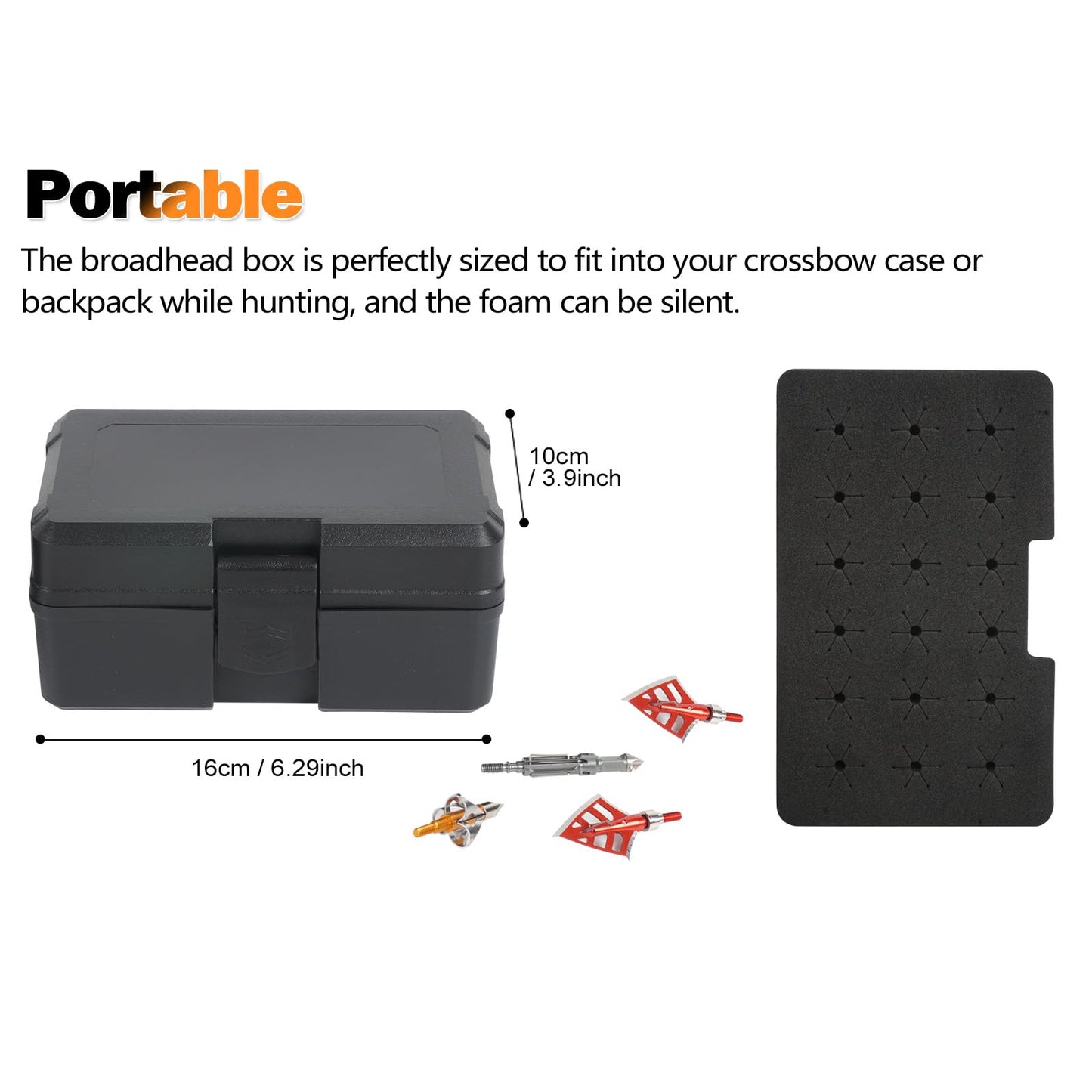 Smarkey Archery Broadhead Box Arrow Case holds 18 Arrowheads Broadhead Case Holder for Crossbow Recurve Bow and Compound Bow Hunting Accessories Storage