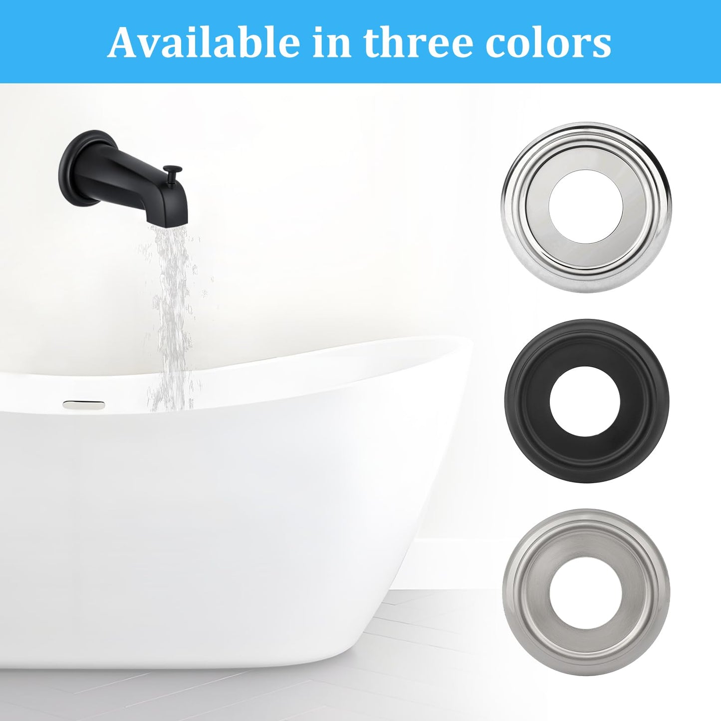 Metal Tub Spout Cover Ring, Stainless Steel Bathroom Faucet Remodeling Wall Plate with Foam Gasket（1-1/2 Inch ID and 3-5/8 Inch OD）