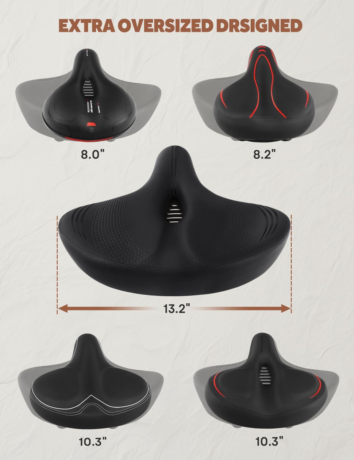 Skiennix Extra Oversized Bike Seat Cushion - Comfort Replacement for Peloton & Cruiser Bikes | Universal Fit