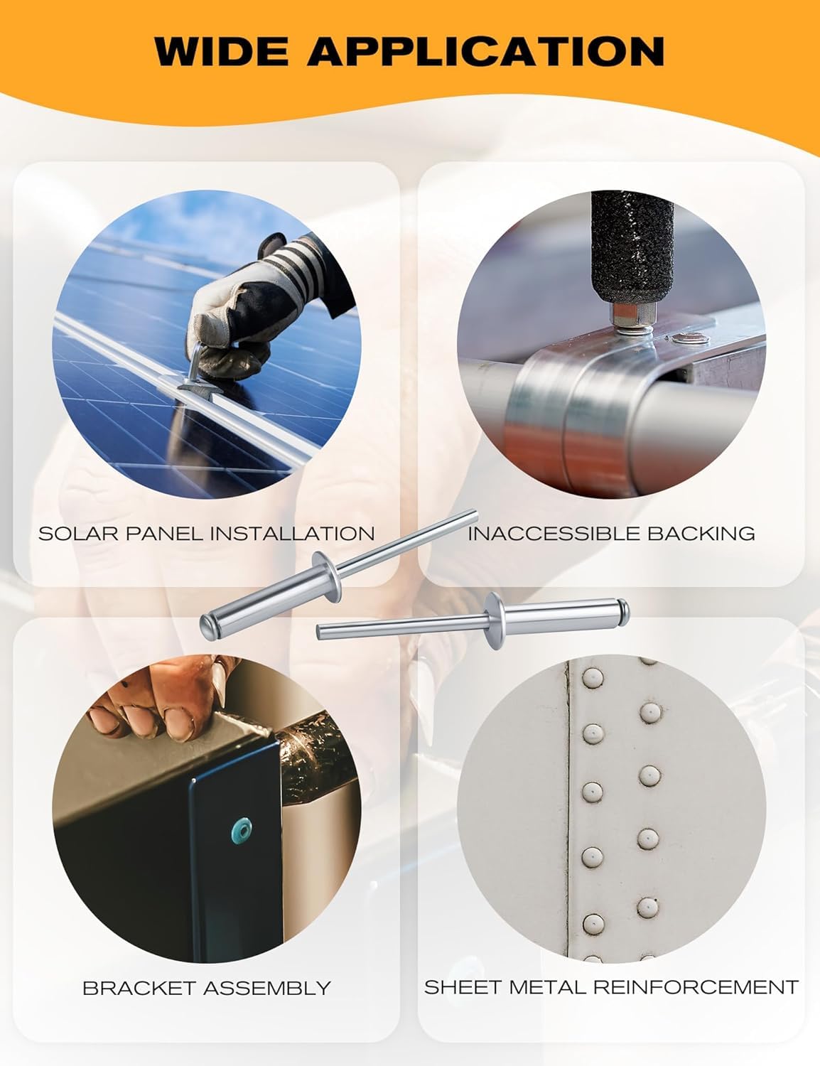 250 PCs 1/8'' x 1/2''Aluminum Blind Rivets, Pack of 250 CT 3.2mm x 13mm Pop Rivets with Aluminum Grip and Steel Mandrel