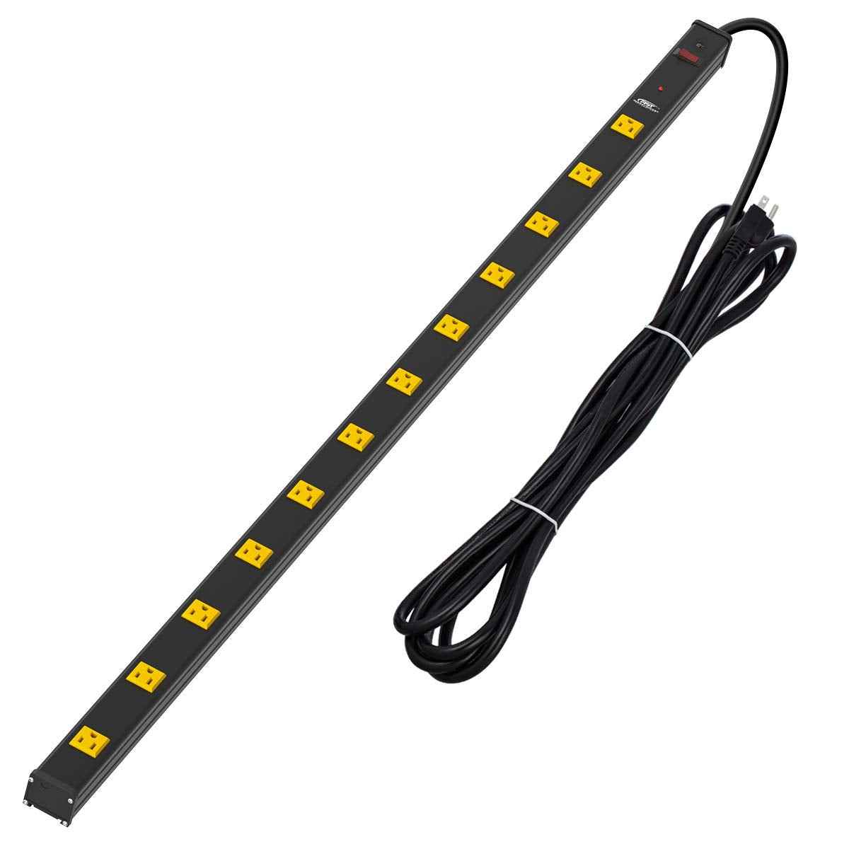 CRST Heavy Duty Metal Wide Spaced Power Strip Surge Protector with 15A Circuit Breaker 15FT Extral Long Cord 1800-Joule (12 Outlet)