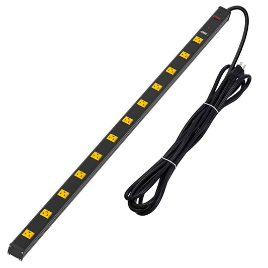 CRST Heavy Duty Metal Wide Spaced Power Strip Surge Protector with 15A Circuit Breaker 15FT Extral Long Cord 1800-Joule (12 Outlet)