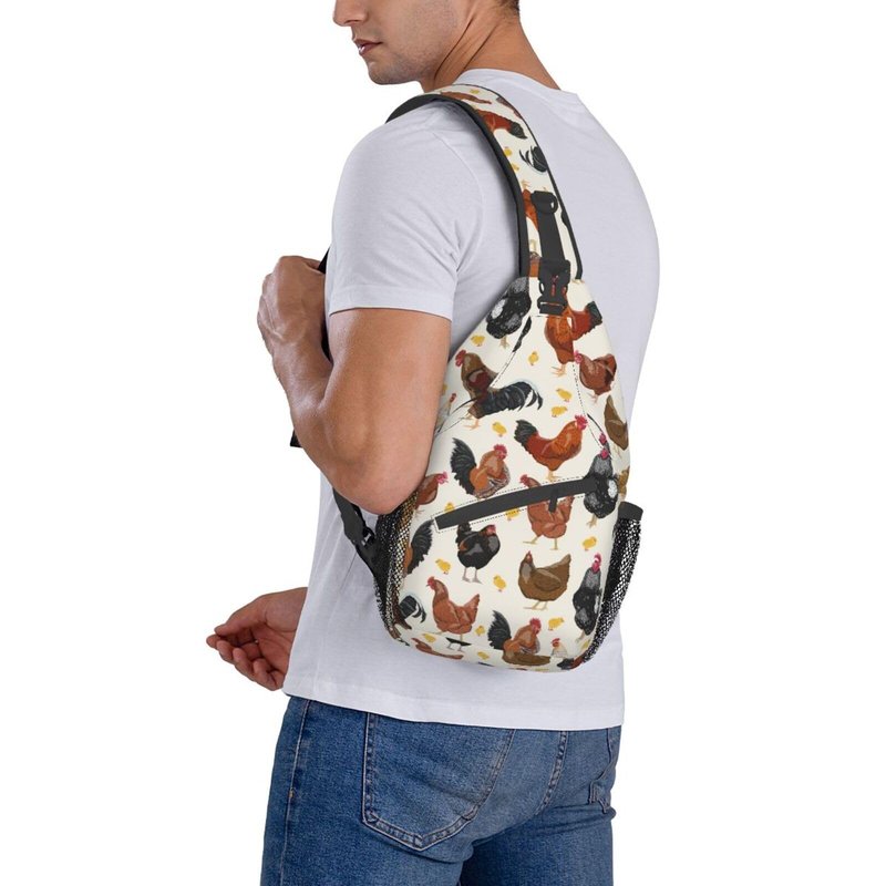 VOOHDDY Rooster Chicken Fun Animal Sling Bag For Women Men Travel Hiking Backpack Crossbody Shoulder Chest Bags Casual Daypack Sport