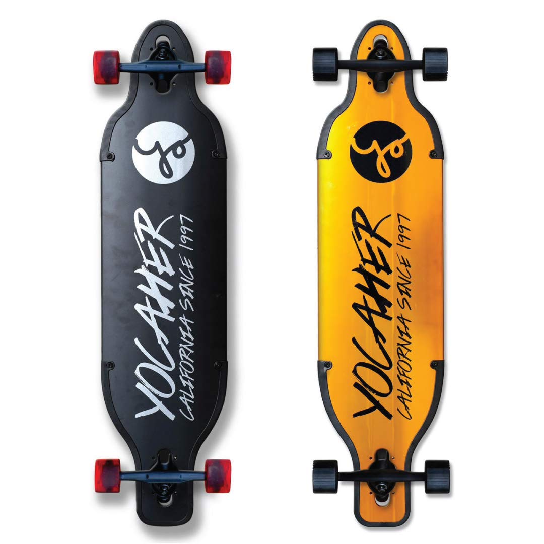 Yocaher Aluminum Longboard Series Complete Drop Through 36.25" x 9" Longboards Skateboards w/Black Widow Premium Grip Tape Aluminum Alloy Truck ABEC-9 Bearing 62mm Long Board Skateboard Wheels - Gold