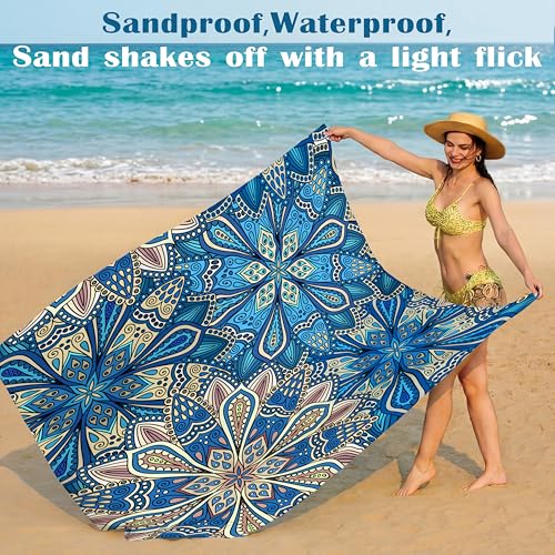 Famstar Boha 78''x81'' Oversized Waterproof Sandproof Beach Blanket - Large Travel Mat