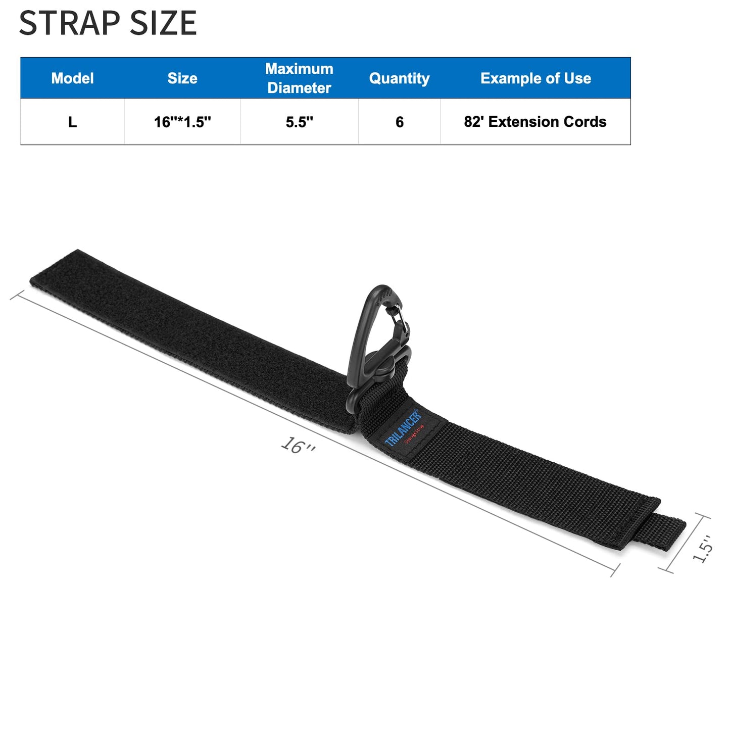 Trilancer Hook-and-Loop Storage Straps with Triangular Buckle to Hang on Walls, for Garage Organization and Storage, for Cables, Wires, Rope, Hoses, Tools of Home, Workshop, Studio, Shop（6L）