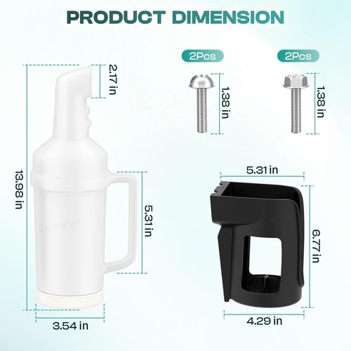 DRIVE UP Golf Cart Sand Bottle Suitable for Club Car Precedent, Handle Designed Divot Filler Sand Bottle with Rattle Proof Holder, Large Capacity - Playing 18 or More Holes