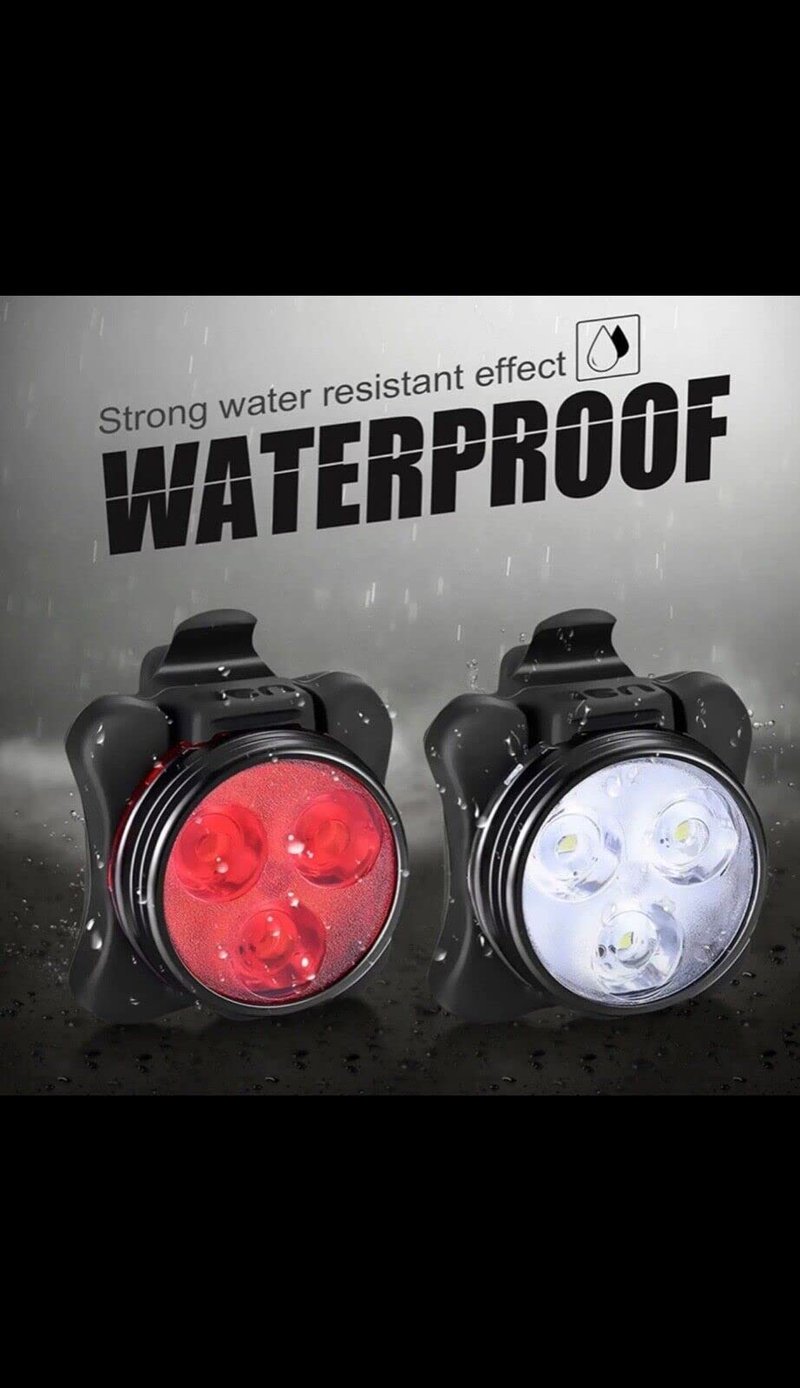 USB Rechargeable Bicycle LED Headlight and LED Tail Light Sets (4 Light Set)