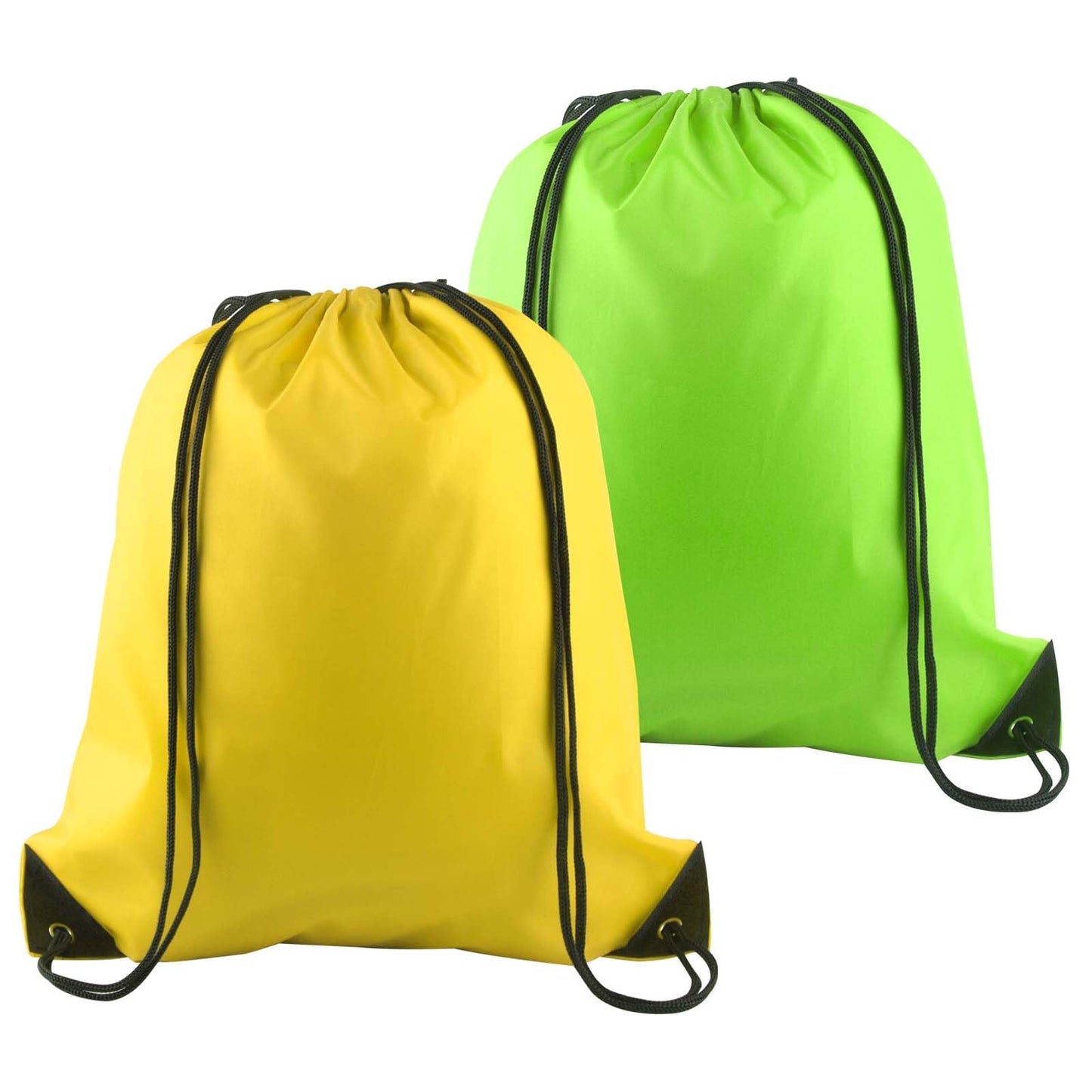 PLULON 2Pcs Drawstring Bags Bulk, Drawstring Backpack Green Yellow String Backpack Cinch Sack Sport Gym Backpack Bags for Yoga Traveling Outdoor Sports