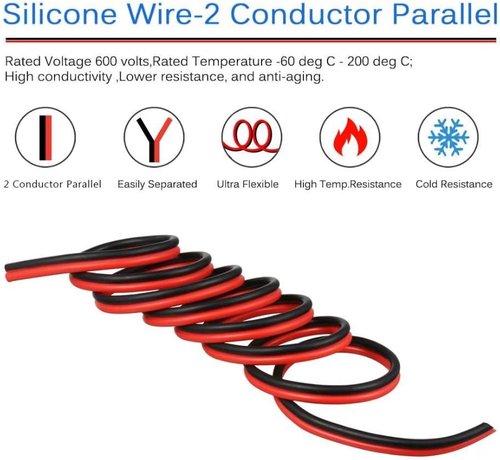 BNTECHGO 8 Gauge Silicone Wire Spool - Flexible Red & Black 20ft High-Temperature 600V for LED Strips