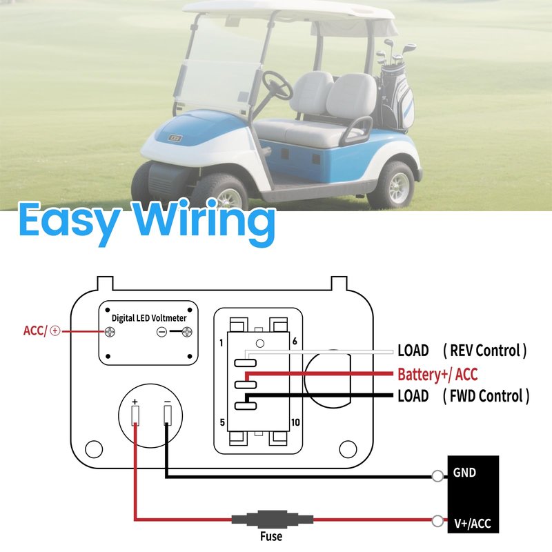 briidea 3 in 1 Multifunctional Integrated Panel with DC 12V-90V 4.2A Dual USB Charger Sockets, LED Wide Range Voltmeter & Forward Reverse Switch, Golf Cart Accessories for EZGO TXT, PDS & Medalist