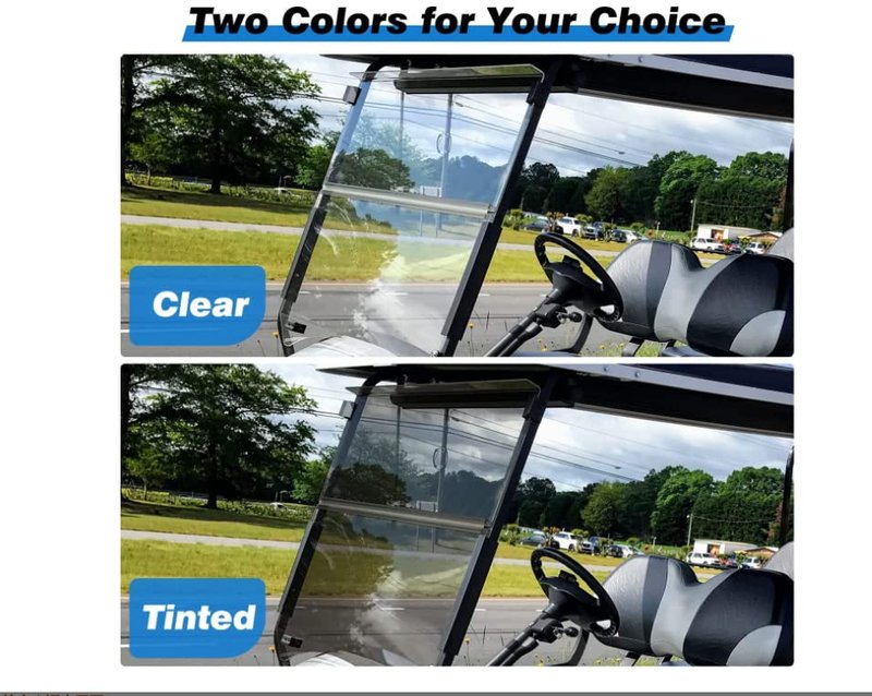Tinted Club Car Precedent Golf Cart Windshield Compatible with 04-21 Models, Fold Down Golf Cart Windshield Anti-UV Impact Resistant - 37.5" W X 33.6" H