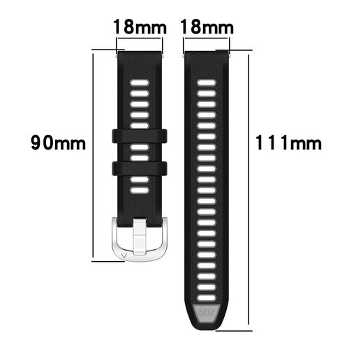 MOTONG For Garmin Forerunner 265S Replacement Band 18mm Replacement Wrist Watch Strap Band For Garmin Forerunner 265S/255S/255S Music(Silicone Black + Grey)
