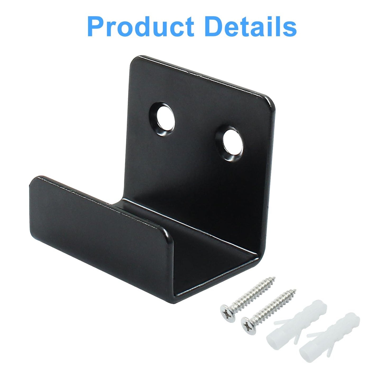 Moicstiy 6 Pack Wall Hanger Fastener, Stainless Steel Wall Mount Brackets Hook with 25 mm Inner Width Heavy Duty Tile Hangers for Ceramic Display (Black)