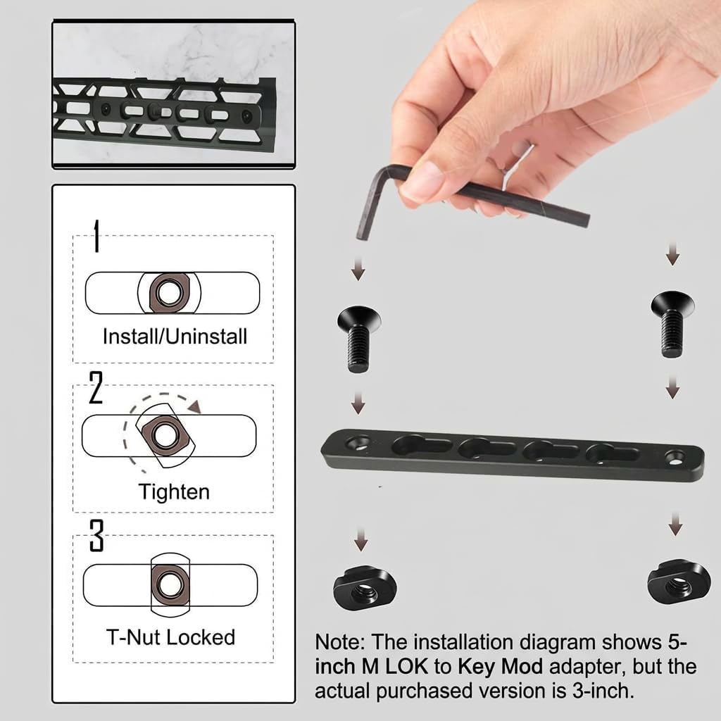 Gotical 2 Slots Mlok to Keymod Adapter Converter Rail Section Mlok to Keymod Converter Pack of 2