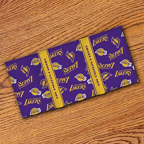 Los Angeles Lakers Canvas Trifold Wallet - Genuine Leather