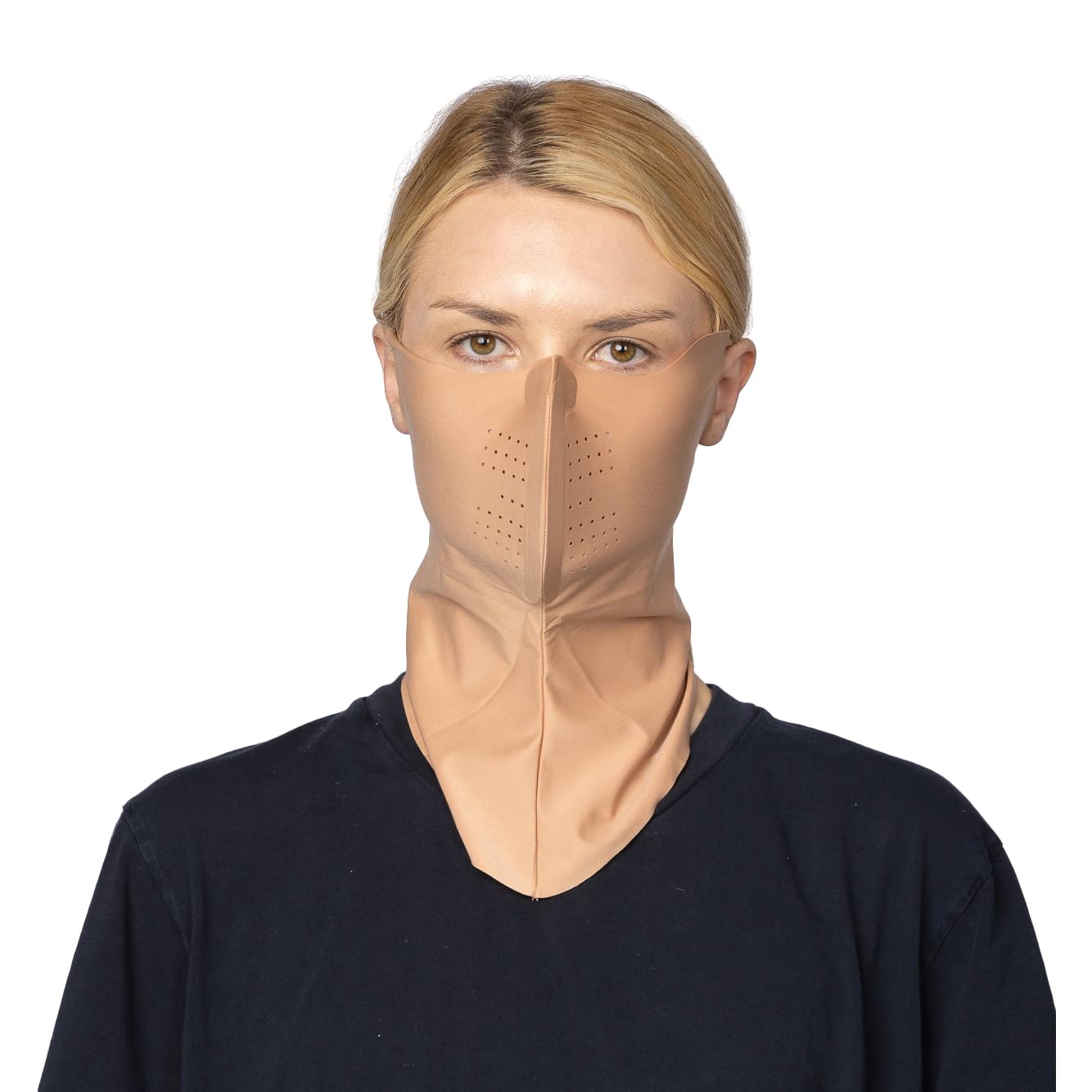 Korean UPF 50+ UV Sun Protection Face Mask – Cooling Breathable Neck Cover for Golf, Fishing, Hiking – Made in Korea (Beige, Medium)