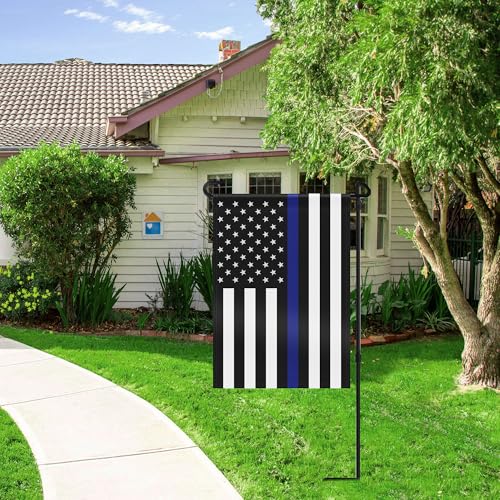 Double Sided Thin Blue Line Police Garden Flag - 12.5 x 18 Inch