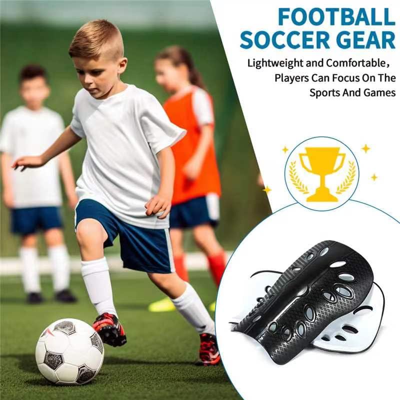 Soccer Shin Guards for Kids - 2 Pairs Lightweight Black & White A - Small