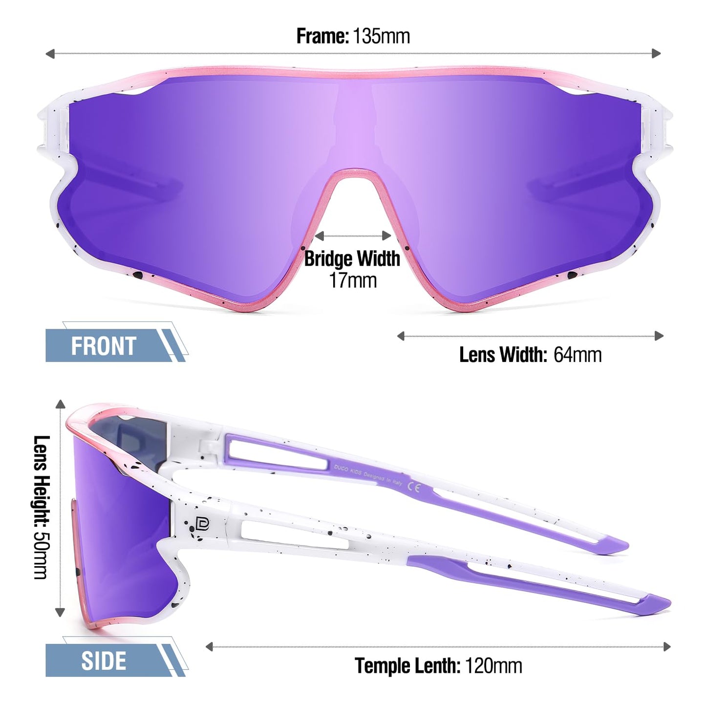 DUCO Kids Youth Baseball Sunglasses for Boys Girls Age 8-16 Polarized UV400 Protection Sports Cycling Glasses DK268