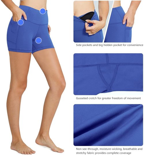 Baleaf Women's High Waist Biker Shorts - Comfortable Spandex with Pockets | 8"/5"/3" Sizes for Yoga & Gym