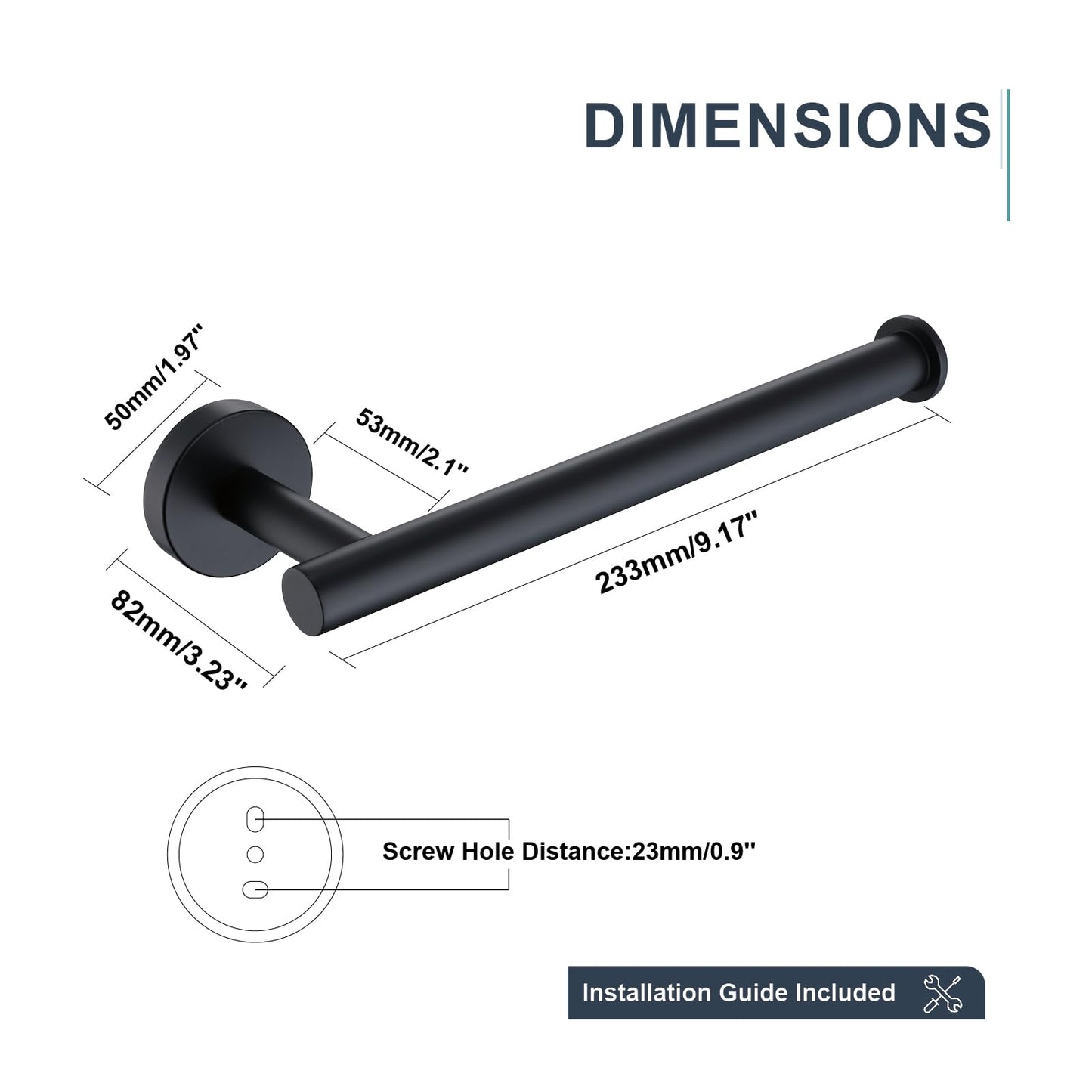 TASTOS Hand Towel Holder Towel Ring, Premium Stainless Steel Hand Towel Bar Heavy Duty Wall Mounted Modern Bath Accessories, 9 Inch Towel Rack for Bathroom Kitchen, Matte Black