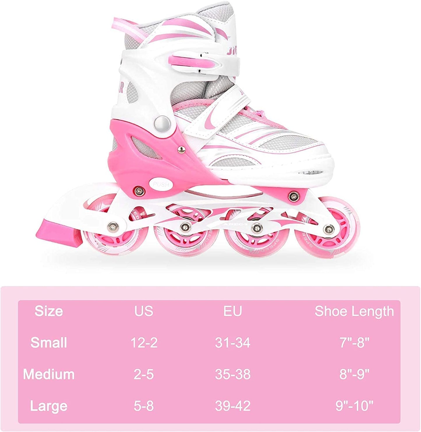 Adjustable Inline Skates for Kids & Beginners - 4-Size Extension Youth Roller Skates with Light-Up Wheels for Boys & Girls, Outdoor Sports Equipment