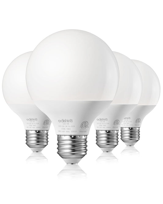 EDISHINE Vanity Light Bulbs, G25 LED Bathroom Light Bulbs, 25 Watt Equivalent Globe Light Bulb, CRI90+ 2700K Warm White 450LM, E26 Base, 4 Pack Non-dimmable, ETL Listed