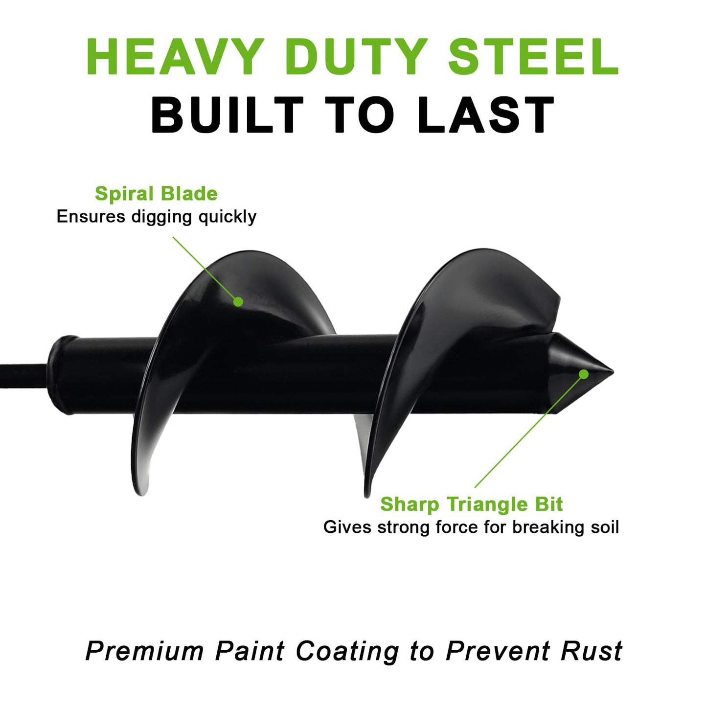 Auger Drill Bit for Planting 3 x 9 Inch, Garden Auger Spiral Bit Bulb Planter Tool Drill Auger for Planting Bulb, Bedding, Post or Umbrella Hole Digger for 3/8" Hex Drive