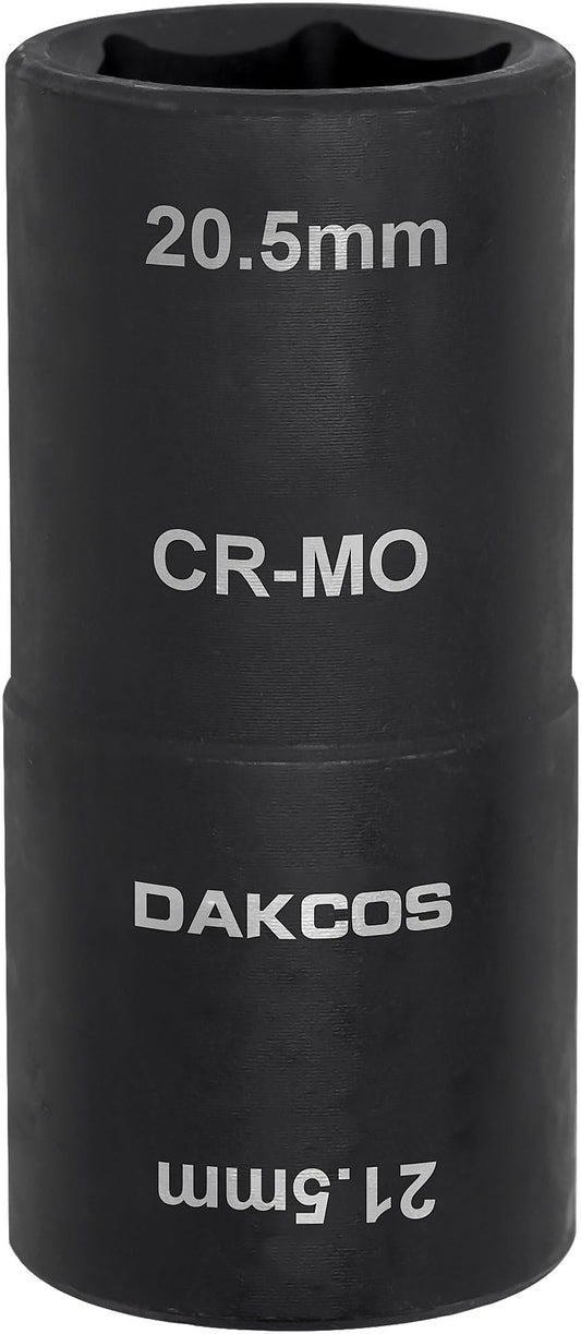DAKCOS 1/2-inch Drive 20.5 x 21.5 mm Impact Lug Nut Flip Socket, Half Size Lug Nut Socket, CR-MO